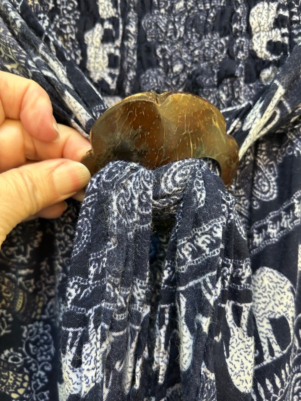 India Boutique Asymmetrical Navy Elephant Paisley Skirt/Dress Adjustable Tie S - Picture 3 of 6